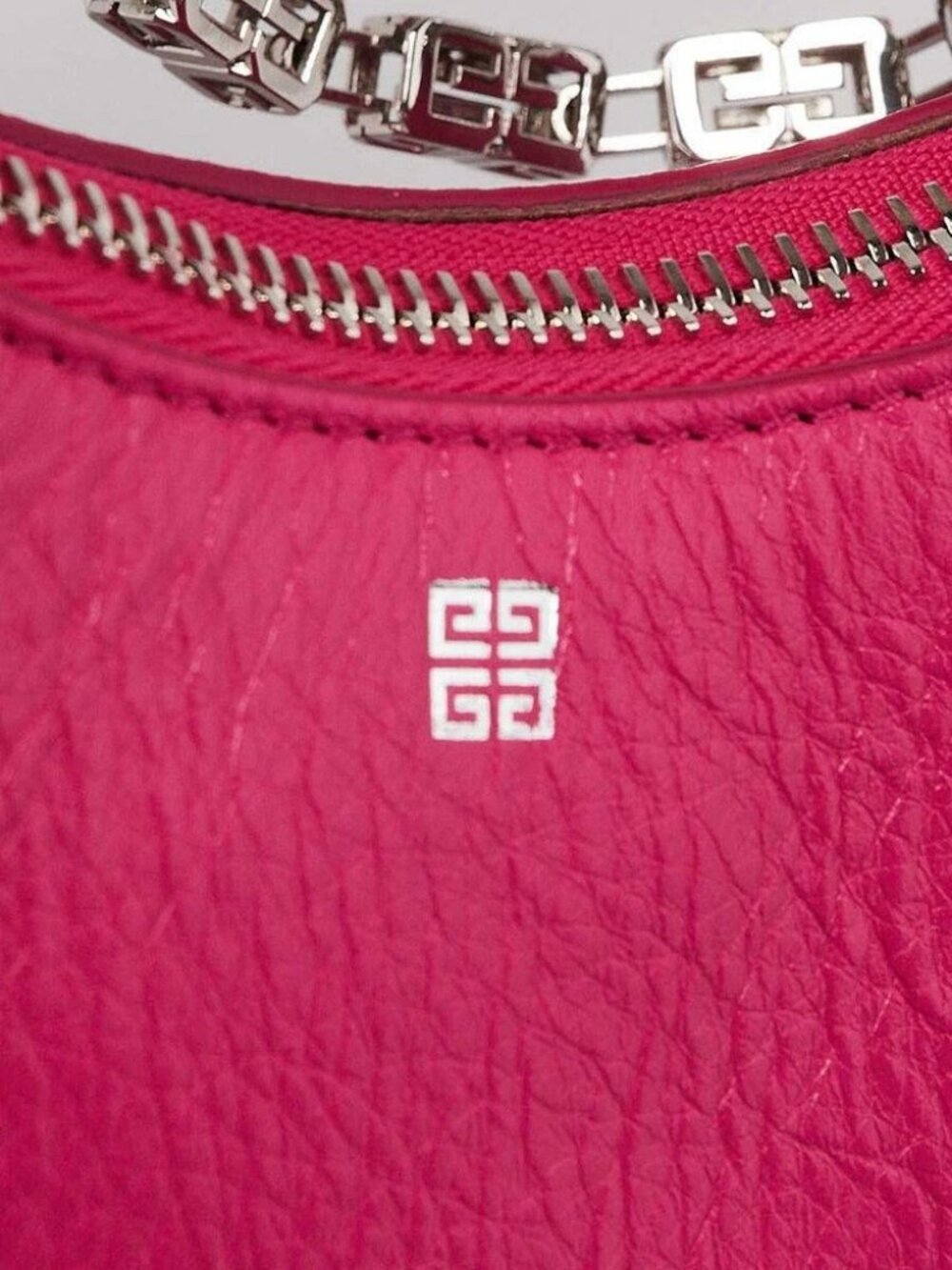 Givenchy Hot Pink Smooth Leather Mini Moon Cut Out Shoulder Bag - Picture 6 of 12